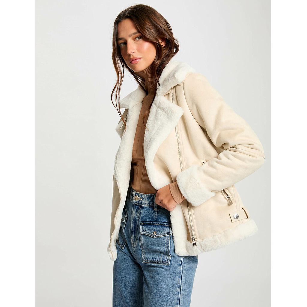 Chaqueta de antelina marfil 242-Gsapa