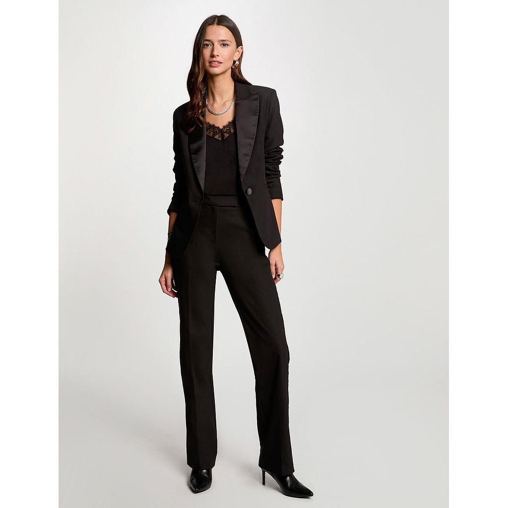 Pantalon negro con raya en raso 242-Pfiby.f