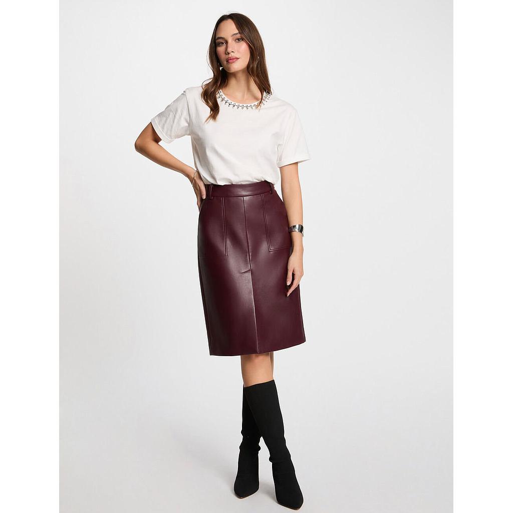 Falda efecto piel granate 251-Jilf