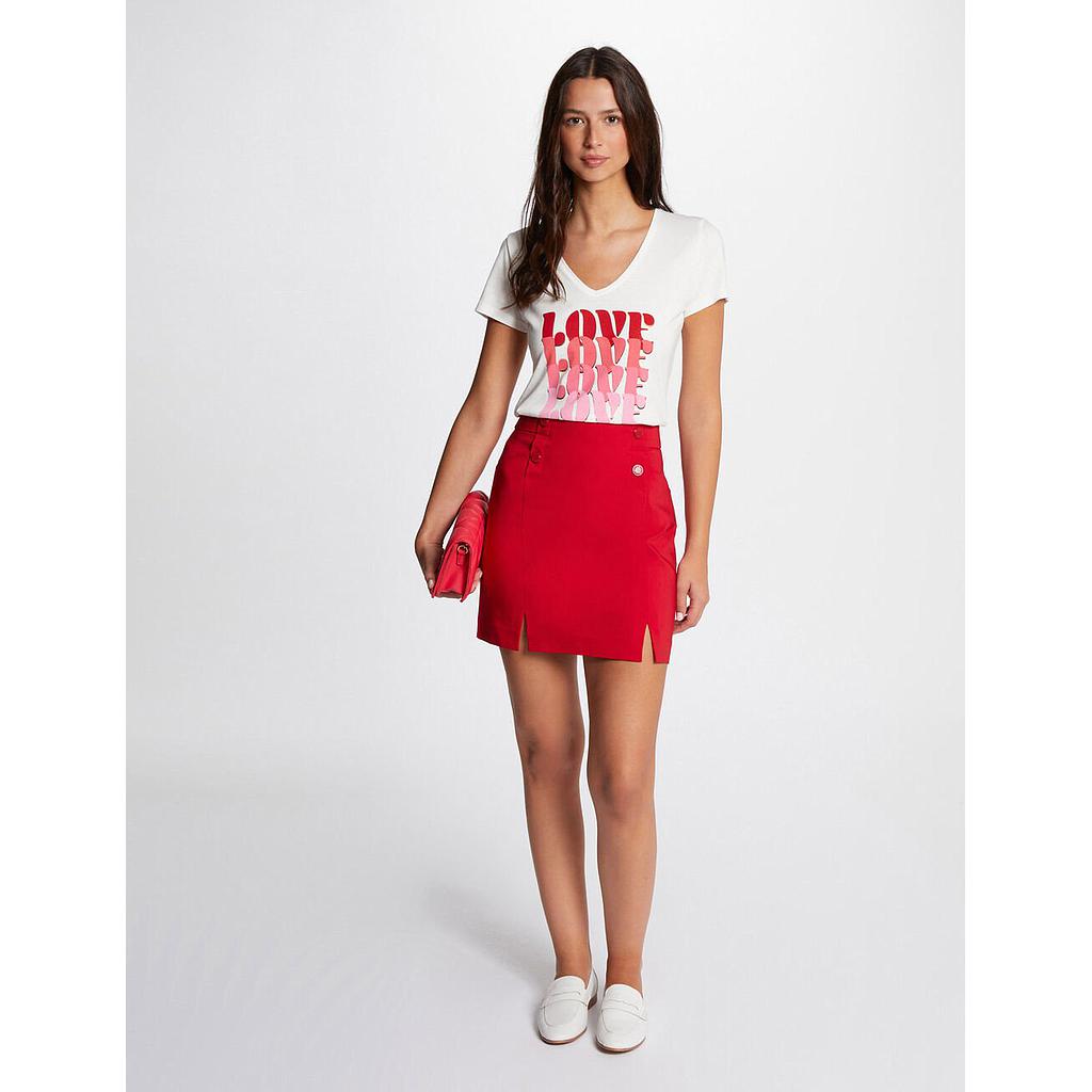 Falda corta con botones rojo oscuro 241-jeon