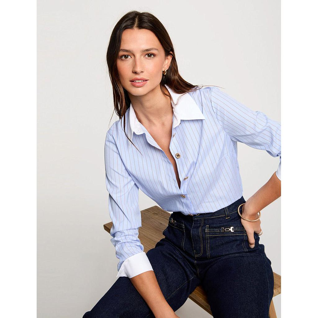 Camisa manga larga rayas azul cielo 251-ckara