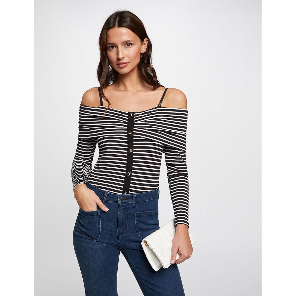 Camiseta manga larga rayas marfi 241-Tropez
