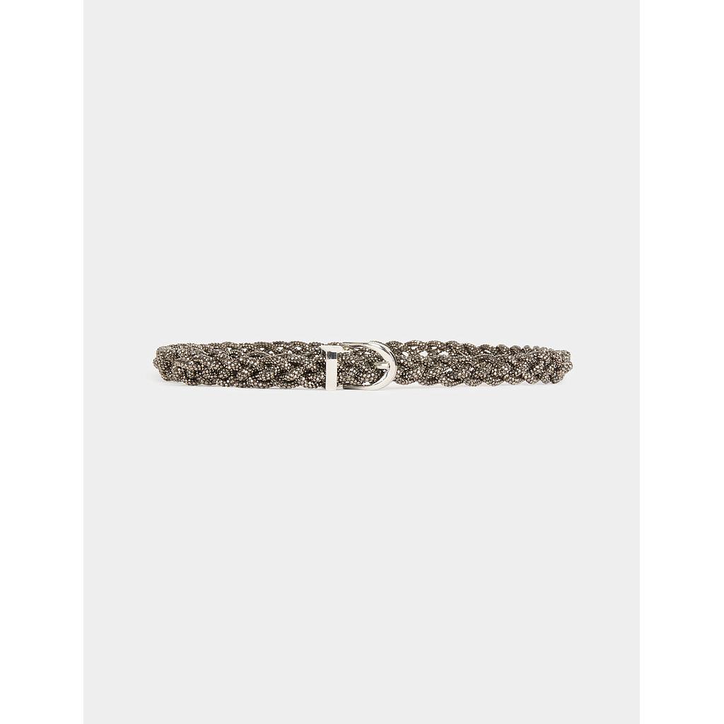 Cinturón trenzado con strass gris claro 241-3Tressi