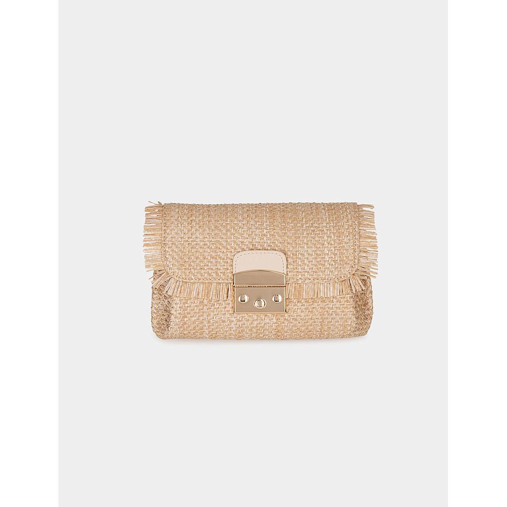 Bolso trenzado con flecos arena 241-2Romepa