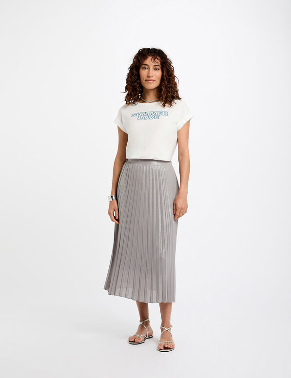 Falda larga plisada couleur argent 252-JPlisan