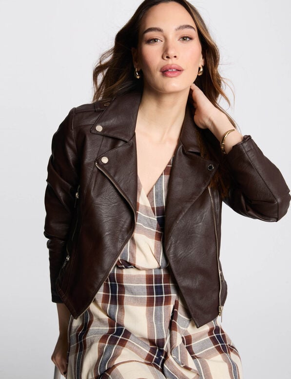 Chaqueta recta con cuello con muescas marrón oscuro 202-Grammo.n