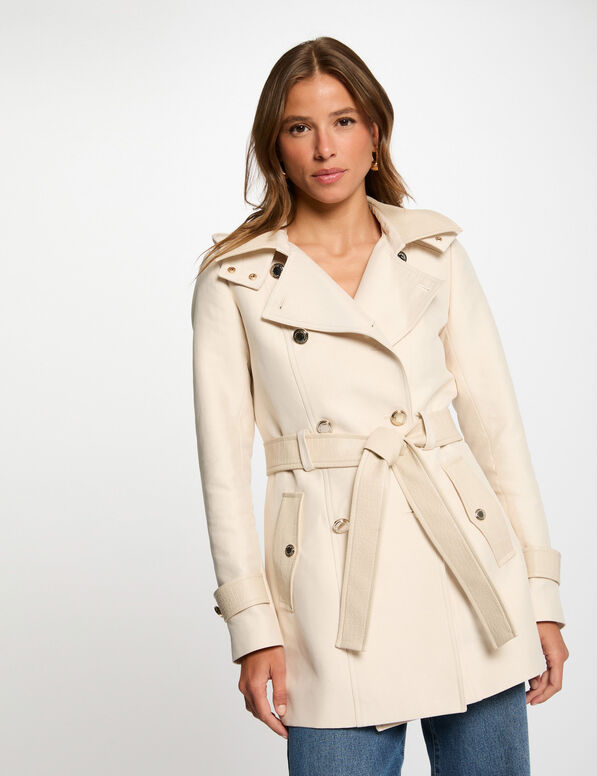 Gabardina con cuero sintético marfil 242-Gzima