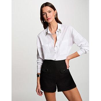 Camisa blanca piedras en solapa 251-Cgrey