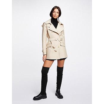 Gabardina entallada cinturón y capucha beige 241-Gladia