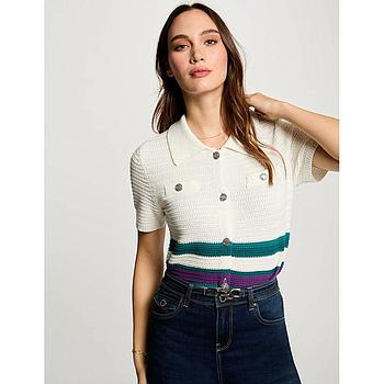 Cárdigan cuello de solapa multicolor 251-Michali