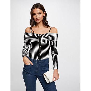 Camiseta manga larga rayas marfi 241-Tropez