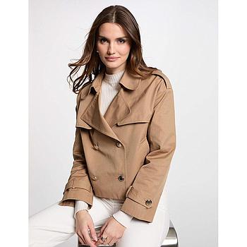 Gabardina corta abotonada cámel 251-Gsim