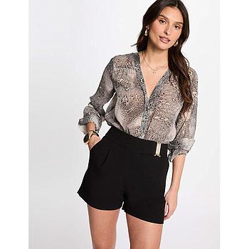 Short pernera ancha terciopelo negro 251-Shou.f