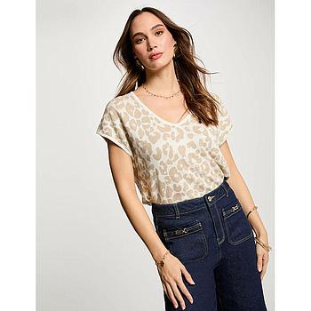 Jersey manga corta estampado marfil 251-Mzora