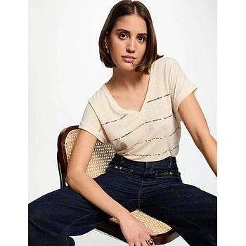 Camiseta manga corta creme 251-Doriane