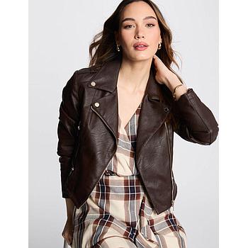 Chaqueta recta con cuello con muescas marrón oscuro 202-Grammo.n