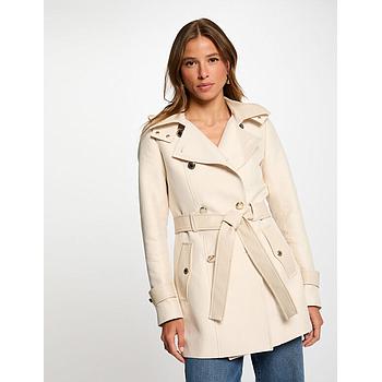 Gabardina con cuero sintético marfil 242-Gzima