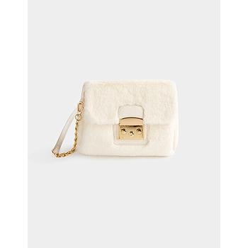 Bolso cartera de mano pelo de imitación marfil  222-2Romeo2