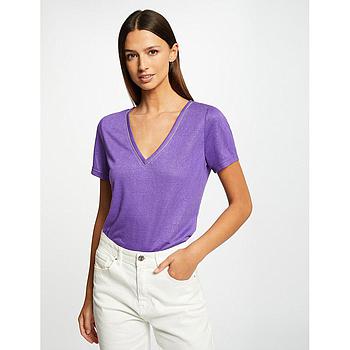 Camiseta manga corta con escote en V violeta mujer 232-Della