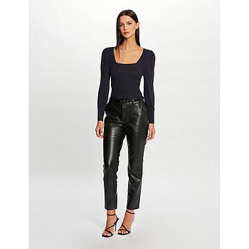 Pantalón ajustado cuero sintético negro mujer 232-Pgordon