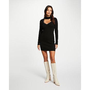 Vestido de punto ajustado con abertura negro 232-Rmstras